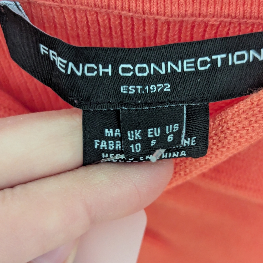 NWT French Connection Coral Orange Viscose Knit Lindee Front Twist Slipdress, S - Picture 5 of 7